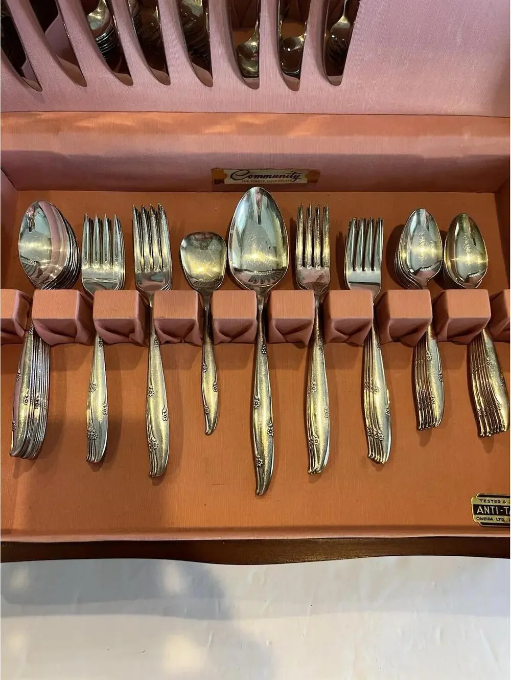 Oneida Community Silver Flower Vintage Silverplated Service for 8 with 47 pcs